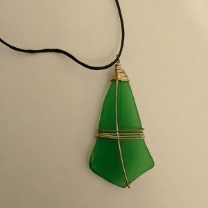 Green Asymmetrical Sea glass Necklace